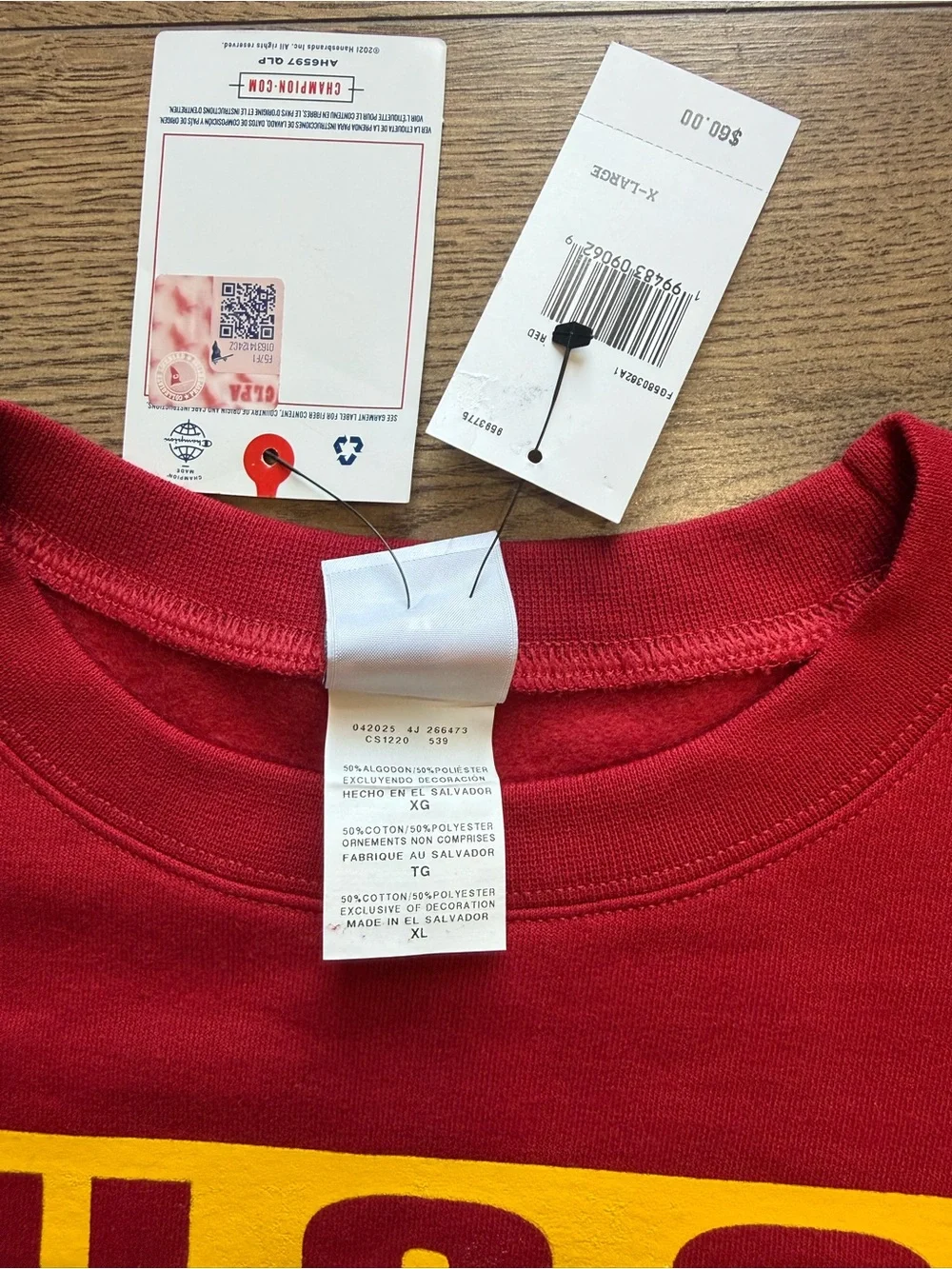 Champion Red USC Trojans Crewneck Sweatshirt NWT